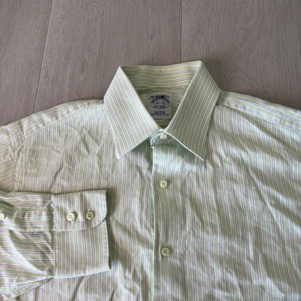 Vintage Brooks Brothers Shirt Mens 15.5-35 Striped OCBD Cotton Made in USA